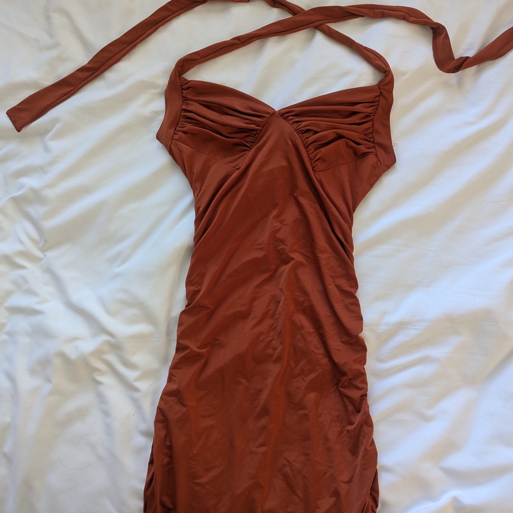 Rust Midi Dress